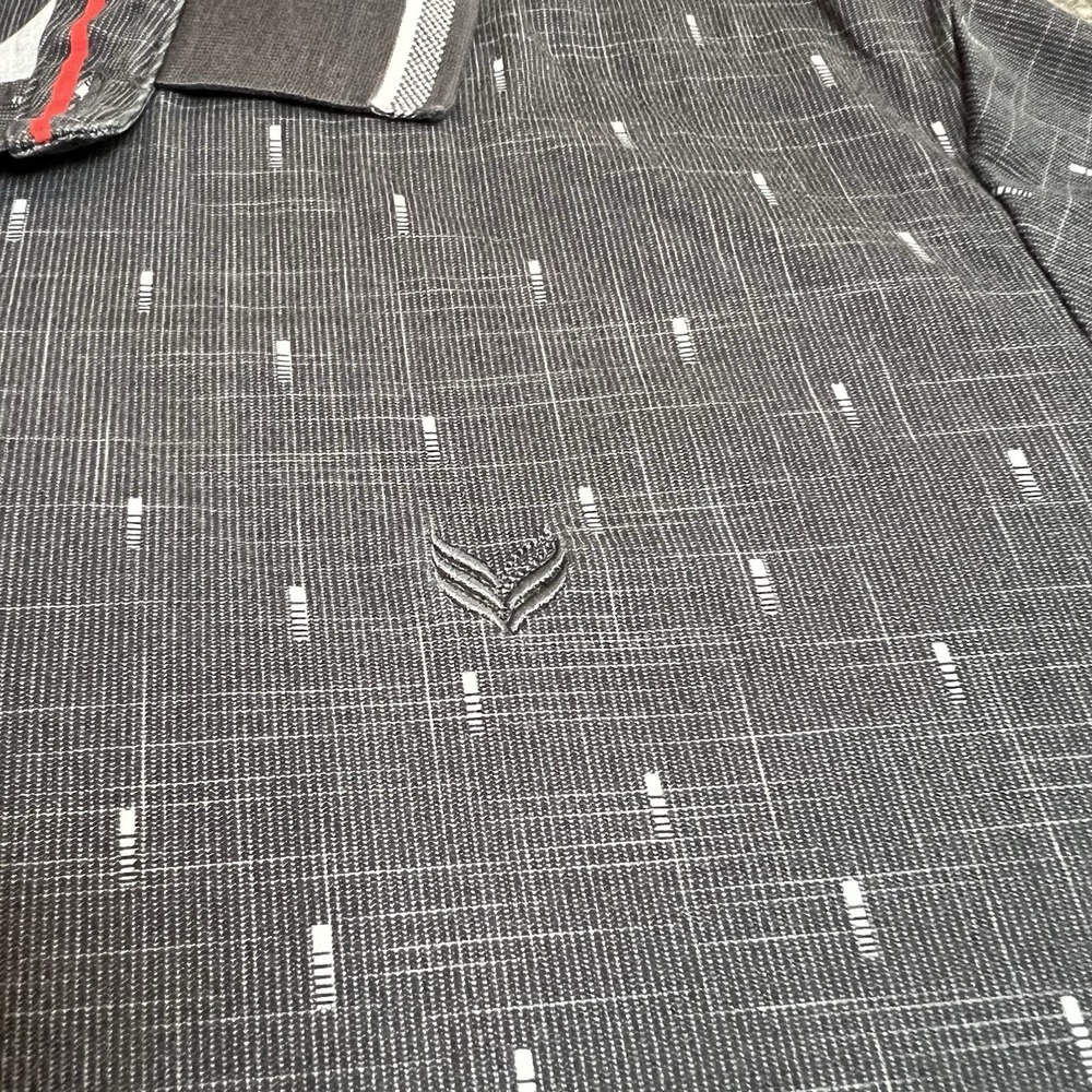 Butter Cloth Polo Shirt Men Medium Short Sleeve Geometric All Over Print Stretch - Picture 3 of 5